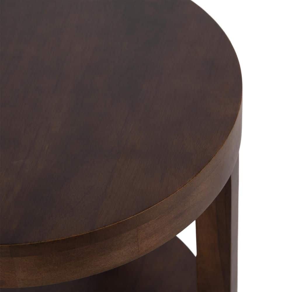 Talcott 16 in. Dark Brown Round Solid Wood End Table - thumbnail 5