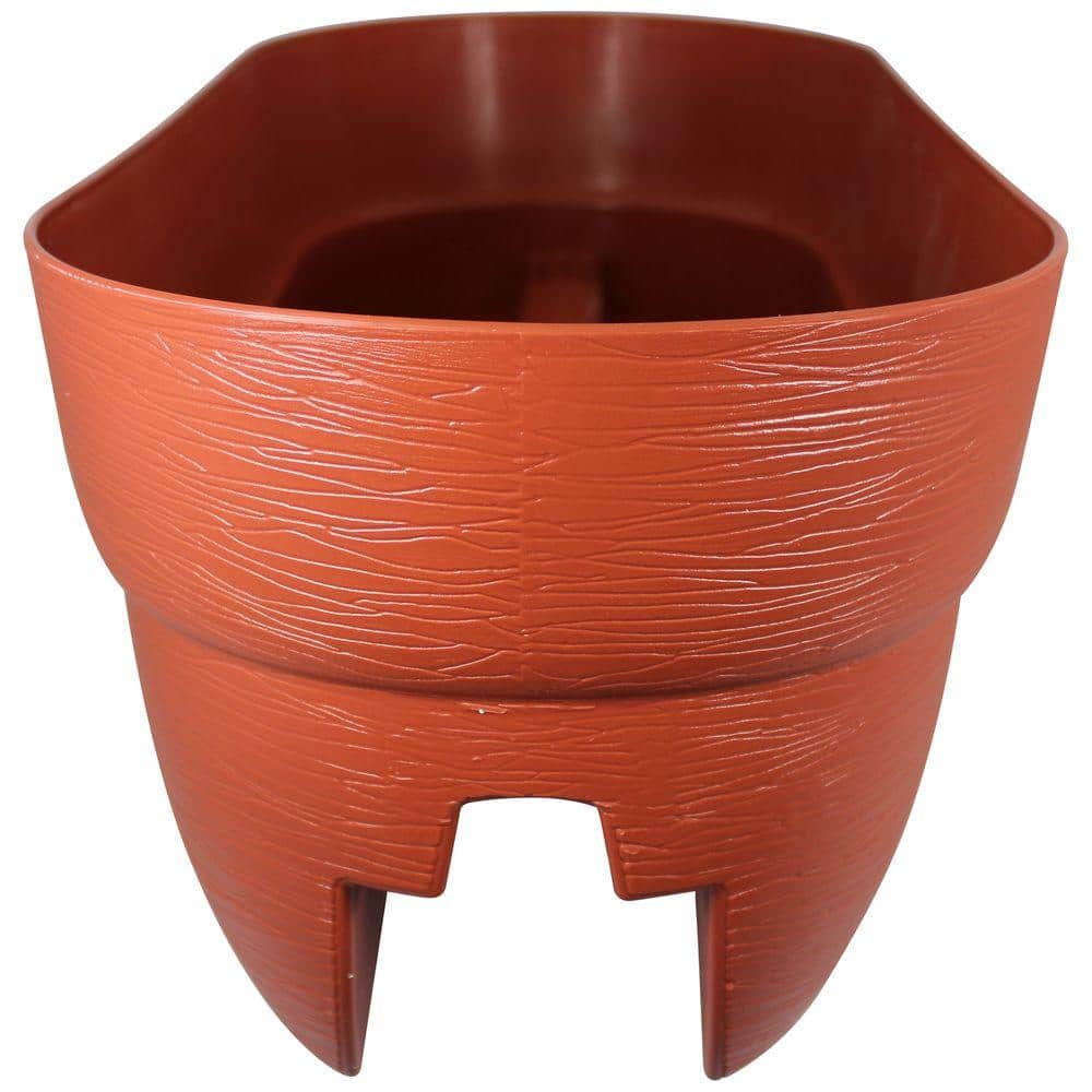 Modern 24" Terracotta Resin Railing Planter with Weatherproof Design