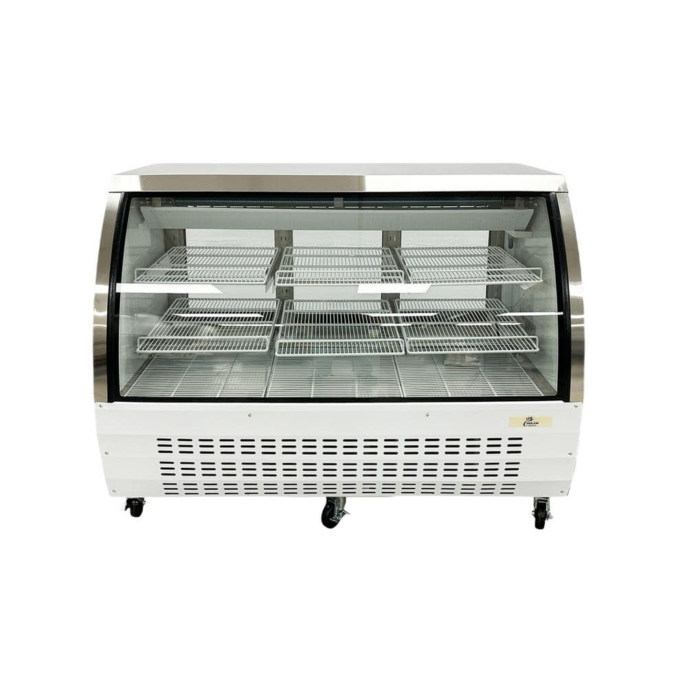 65 in. W 22 cu. ft. Commercial Refrigerator Deli Case Display Case in White Stainless