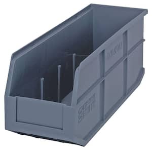 Stackable Shelf 13.1-Qt. Storage Tote in Gray (6-Pack)