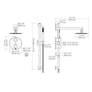 Emerald 2-Spray Patterns 2 GPM 8" Wall Mount Rainfall Dual Shower Heads Thermostatic Shower System in Polished Gold