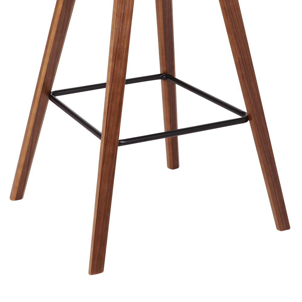 Contemporary Cream Faux Leather & Walnut Wood Bar Stool