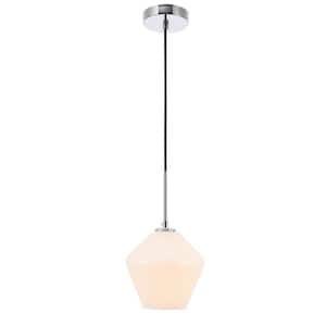 Timeless Home Grant 1-Light Chrome Pendant with Frosted Glass Shade