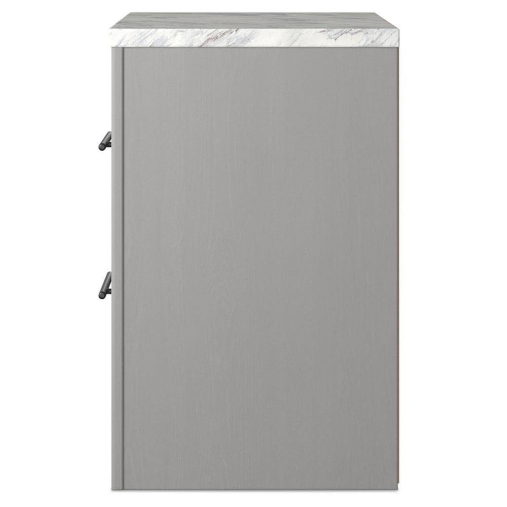 Cottonburg Transitional 2-Drawer Nightstand in Gray/White with Faux Marble Top