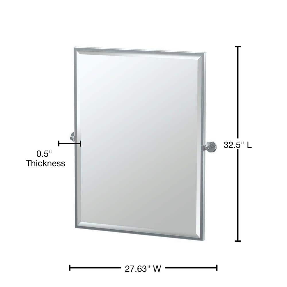 Chrome Framed Rectangular Beveled Bathroom Vanity Mirror