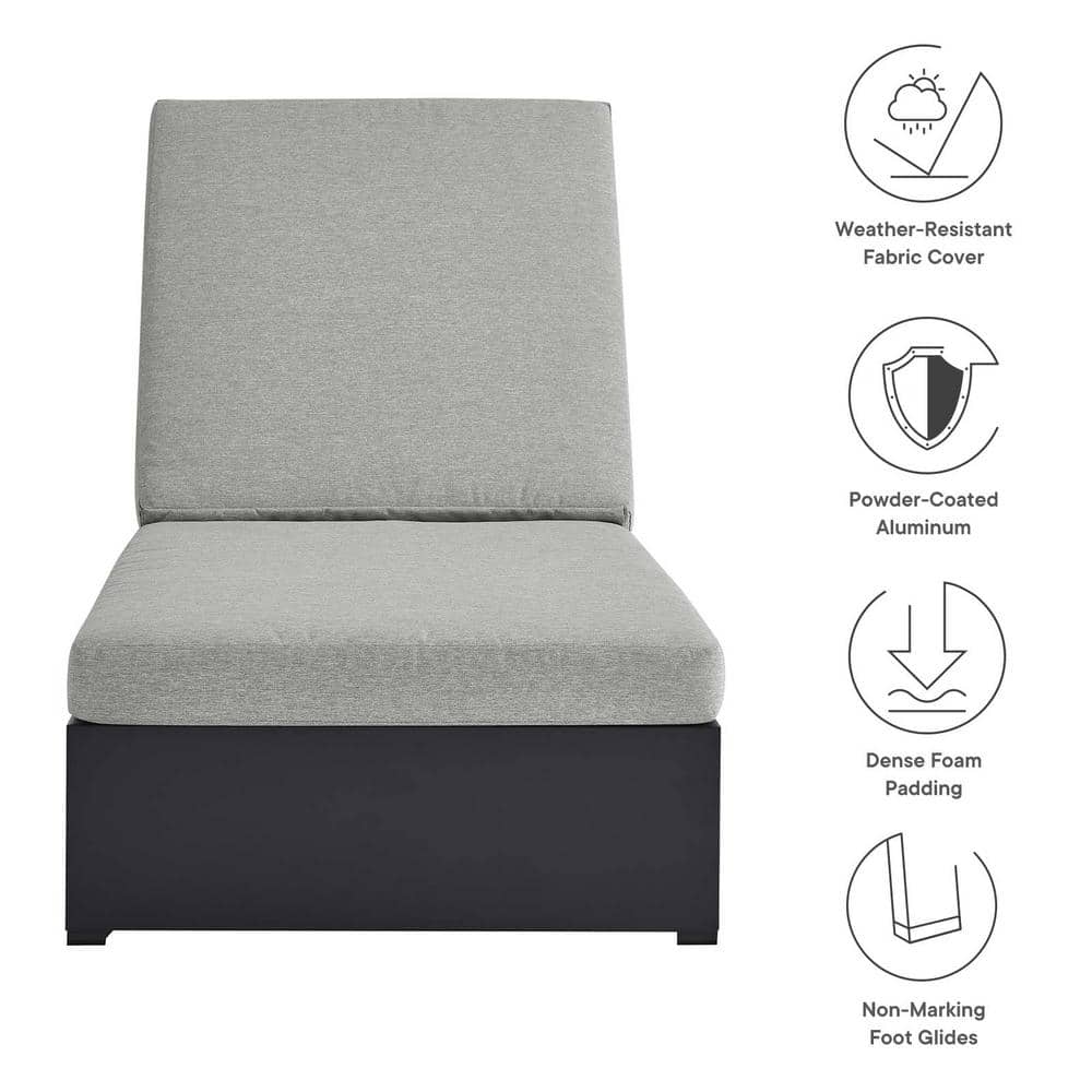 Tahoe Gray Powder-Coated Aluminum Outdoor Chaise Lounge with Cushions