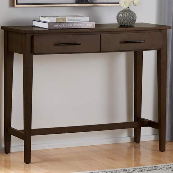 Home Decorators Collection Bellamy 38 in. Smoke Brown Standard Rectangle Wood Console Table with Drawers