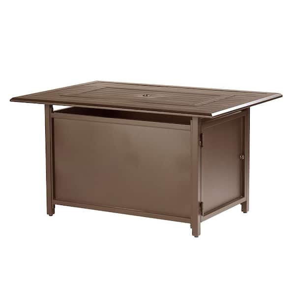 Oakland Living 46 in. x 31 in. Brown Rectangular Aluminum Propane Fire ...