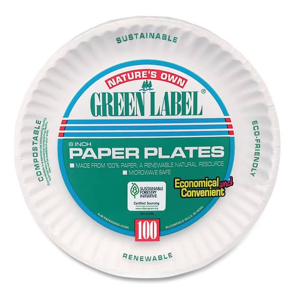 Stock Your Home 9-Inch Paper Plates Uncoated, White, 500 Count 