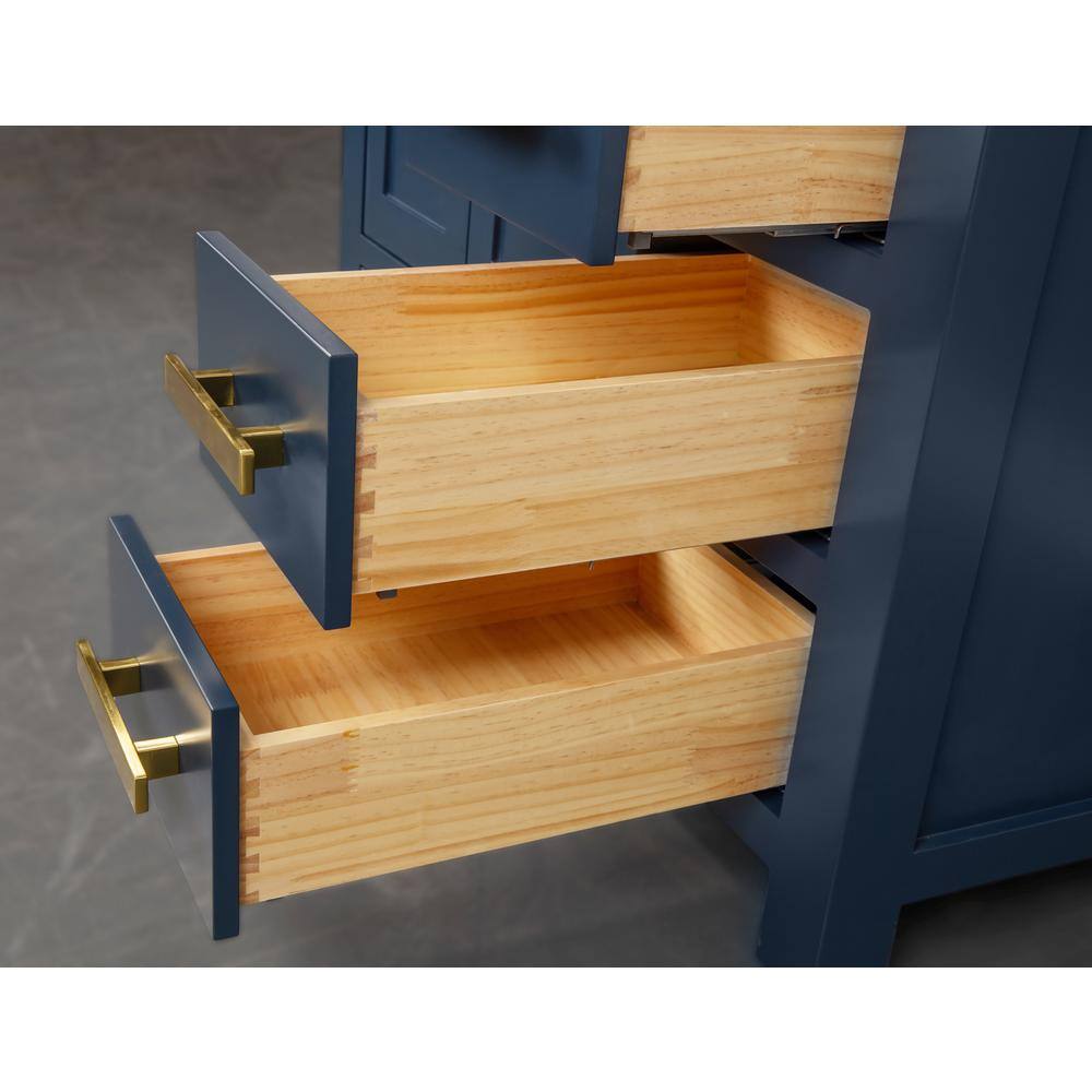 Madison Monarch Blue Single Bathroom Vanity with Marble Top