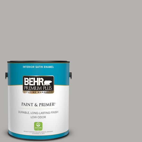BEHR PREMIUM PLUS 1 gal. #BXC-25 Colonnade Gray Satin Enamel Low Odor Interior Paint & Primer