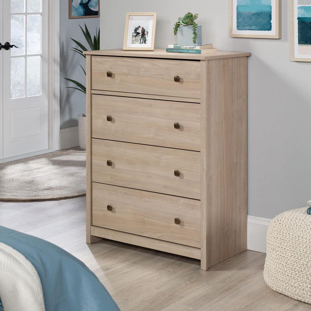SAUDER River Ranch 32 in. Harvest Walnut Finish 4-Drawer Chest of