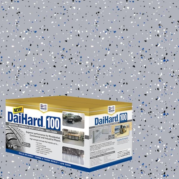 DAICH DaiHard Industrial Strength 3.7 Qt. Gray Gloss 100% Solids Epoxy Concrete Floor Coating Kit