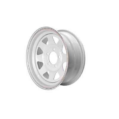 2040 lb. Load Capacity White with Stripe Eight Spoke Steel Wheel Rim