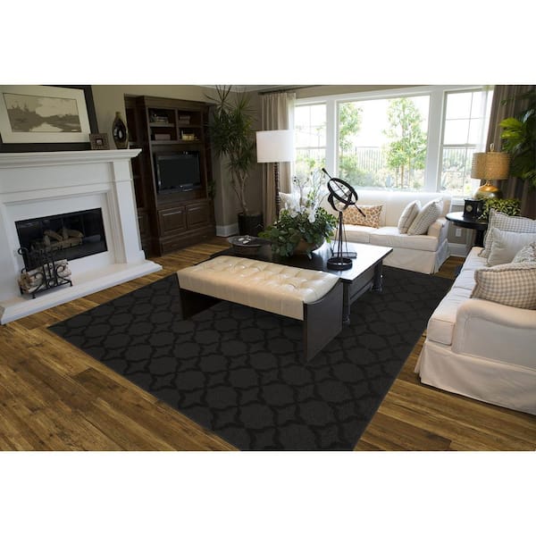 x 10 ft Area Rug Soil and Stain-resistant Machine-made Sparta Black 8 ft 