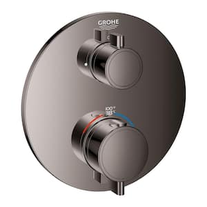Grohtherm Single Function Thermostatic Round 2-Handle Trim Kit in Hard Graphite (Valve Not Included)