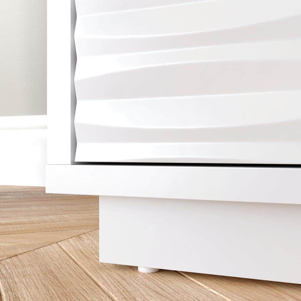 White 80'' Media Console with Cabinet and Drawers