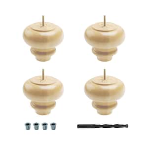 5-1/8 in. x 6 in. Unfinished Solid Hardwood Round Sofa Leg (4-Pack)