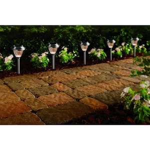 Solar Stainless Outdoor Integrated LED 3000K 15-Lumens Metal and Glass Landscape Pathway Light Set (6-Pack)