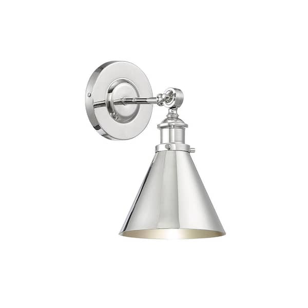 Savoy House Glenn 7 in. W x 12 in. H 1-Light Polished Nickel Industrial Wall Sconce with Adjustable Metal Shade