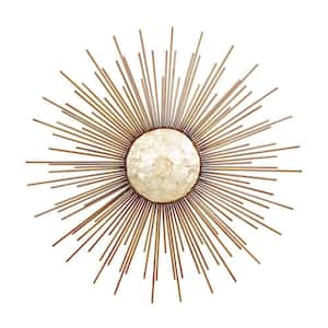 36 in. x 36 in. Gold Capiz Shell Glam Abstract Wall Decor