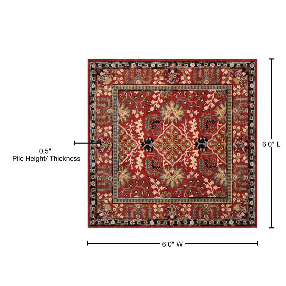 Antiquity Red/Multi 6' Square Hand-Tufted Wool Area Rug