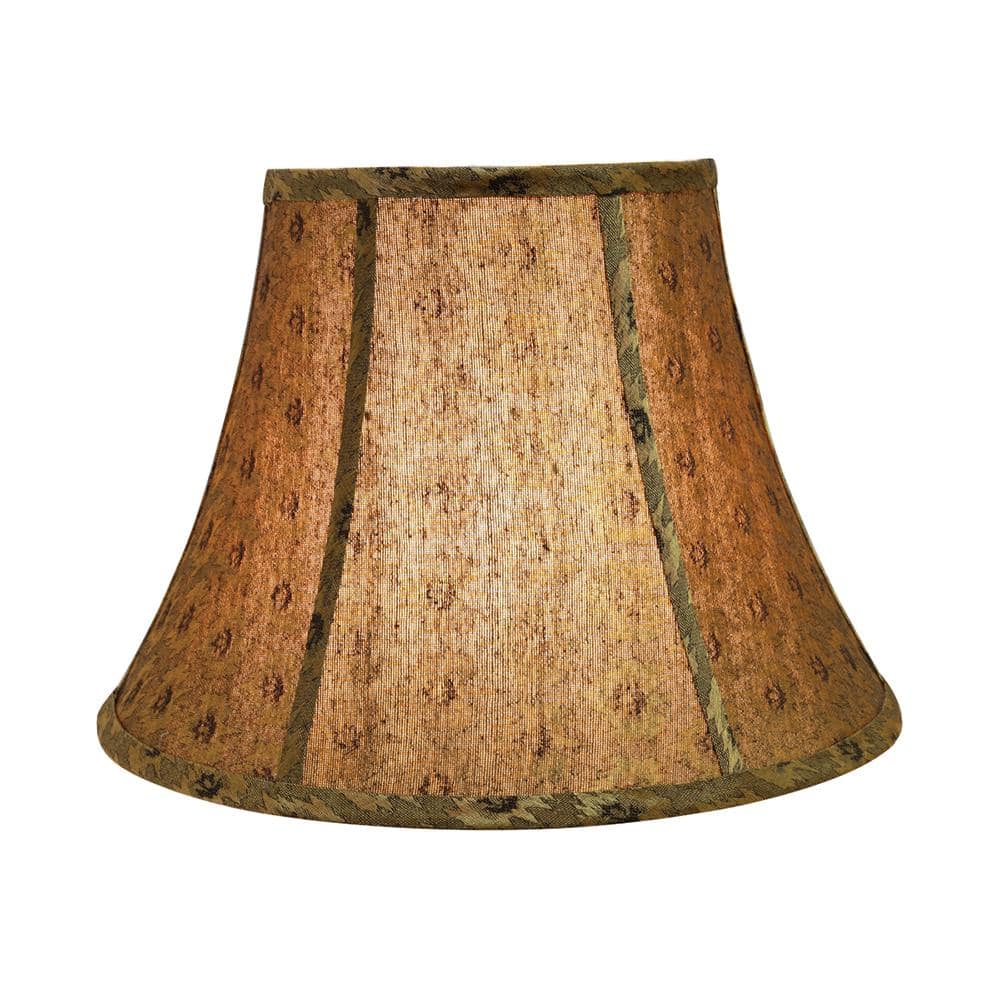 Pumpkin Gold Jacquard Fabric Bell Lamp Shade with Black Accents