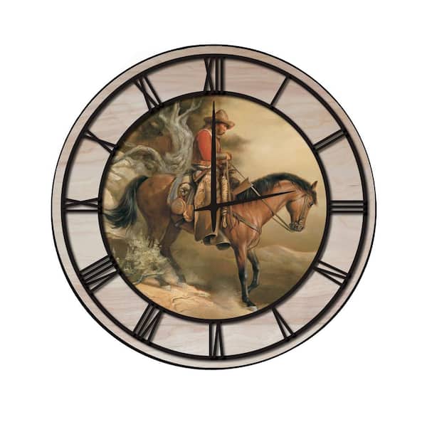 Unbranded "Long Road Home" Woodgrain Accent and Black Numbers Imaged Wall Clock