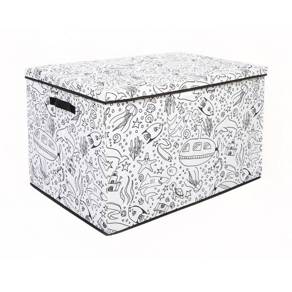 BAUM Kid's White Coloring Storage Cube Bin with lids including 4 Pack of  Washable Markers 21A353UE - The Home Depot