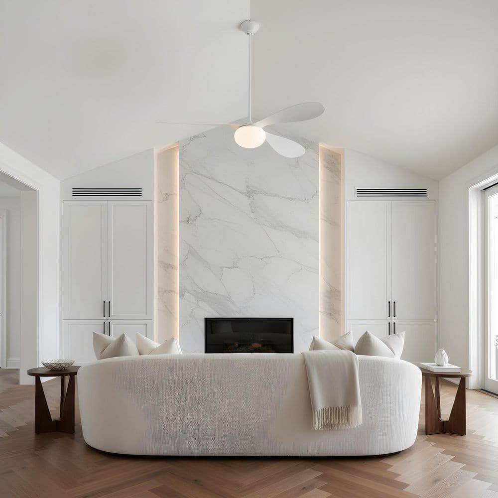 Drape Smart 58 in. Matte White Modern Downrod Mount StandardCeiling Fan with Remote and Light Kit price history on PriceWatchPro