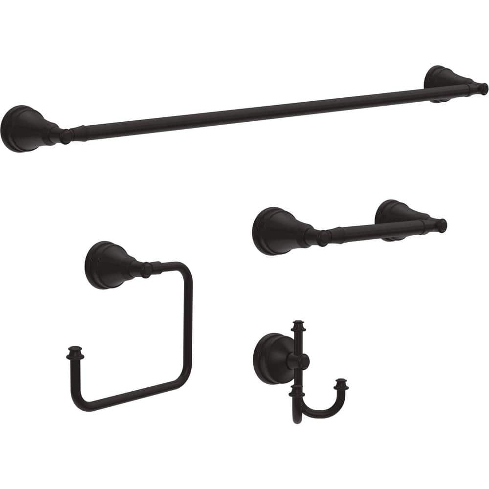 Delta Mylan 4Piece Bath Hardware Set 18 in. Towel Bar w/ 6 in