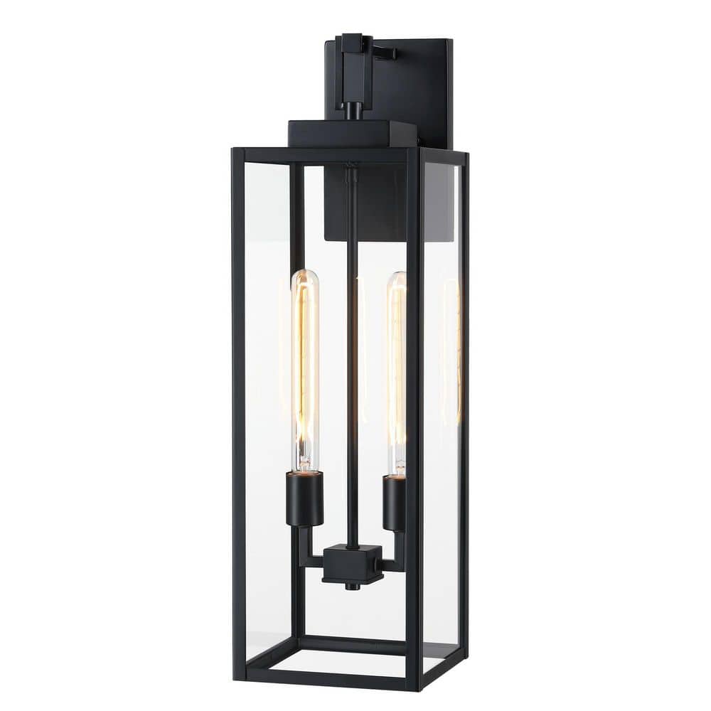Bonanza 27 in. H 2-Light Matte Black Hardwired Outdoor Wall Lantern Sconce price history on PriceWatchPro