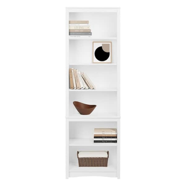 Sonoma 80 in. Tall White Engineered Wood 6-Shelf Bookcase, Farmhouse Book Shelf with 2-Adjustable Storage Shelves