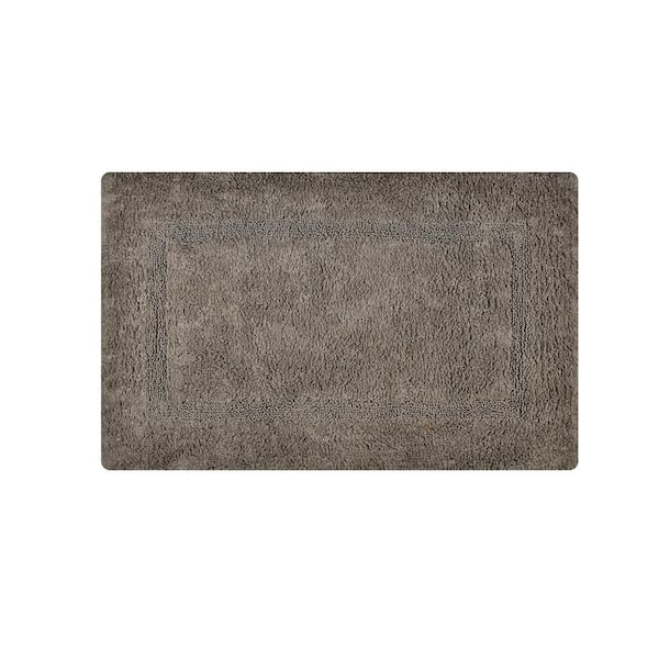 SPITIKO HOMES Silver 100% Cotton Rectangle 2-Piece Tufted Single Ply Bath Mat Set