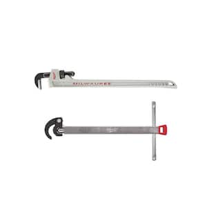10 in. Aluminum Pipe Wrench with Power Length Handle with 1.25 in. Basin Wrench (2-Piece)