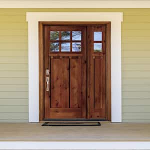46 in. x 80 in. Craftsman Alder 2-Panel Right-Hand/Inswing 6-Lite Clear Glass Red Chestnut Stain Wood Prehung Front Door