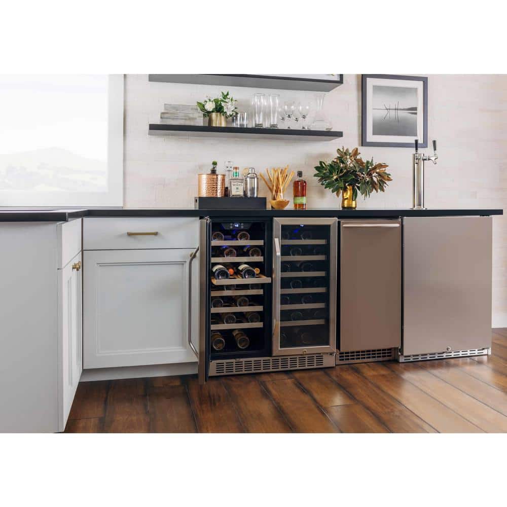 EdgeStar 30-Inch Stainless Steel Dual Zone Wine Cooler with Interior Lighting