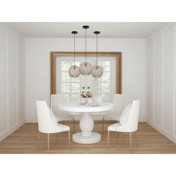 Progress Lighting Jocassee 1-Light Matte Black Pendant Light with Rattan Shade