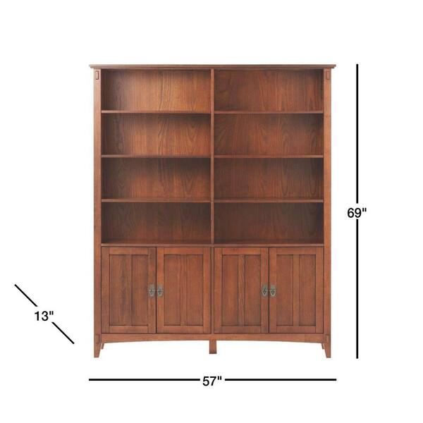Medium Oak Wood 8 Shelf, Oak Bookcases With Adjustable Shelves