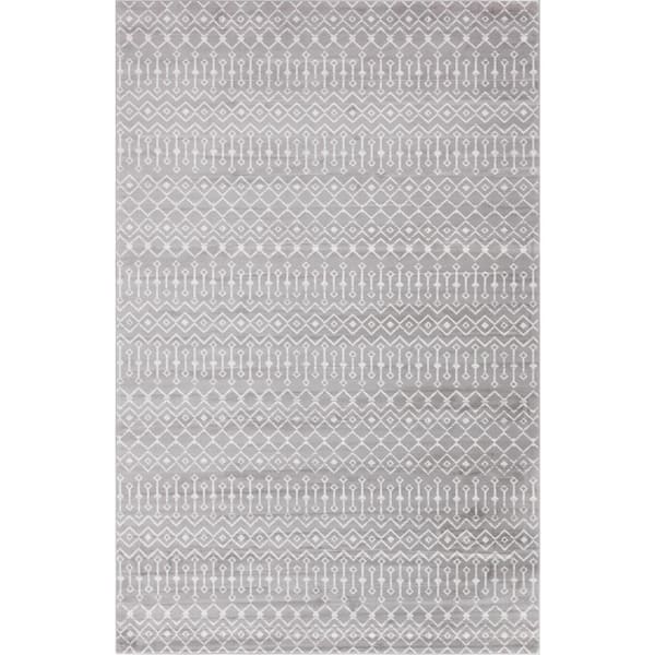 Unique Loom Moroccan Trellis Light Gray 10 ft. 8 in. x 16 ft. 5 in. Area Rug