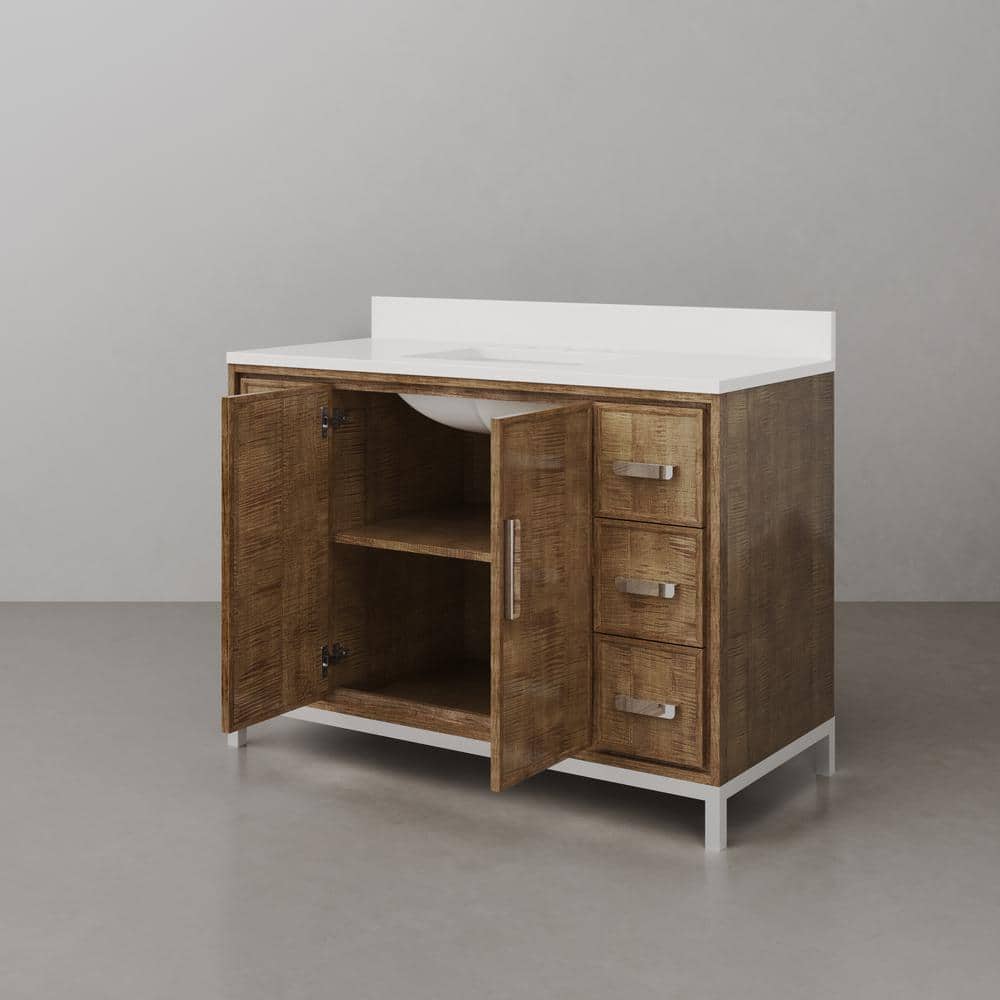Westin 48" Lustrous Walnut Freestanding Single Bathroom Vanity with Quartz Top
