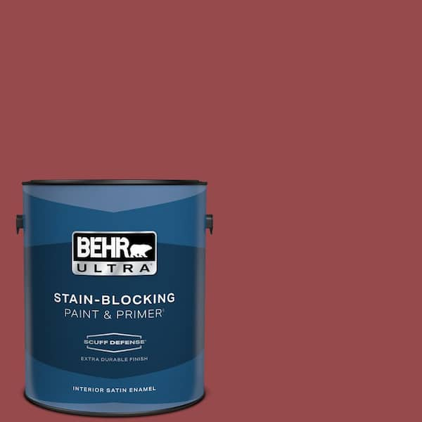 BEHR ULTRA 1 gal. #M140-6 Circus Red Extra Durable Satin Enamel Interior Paint & Primer