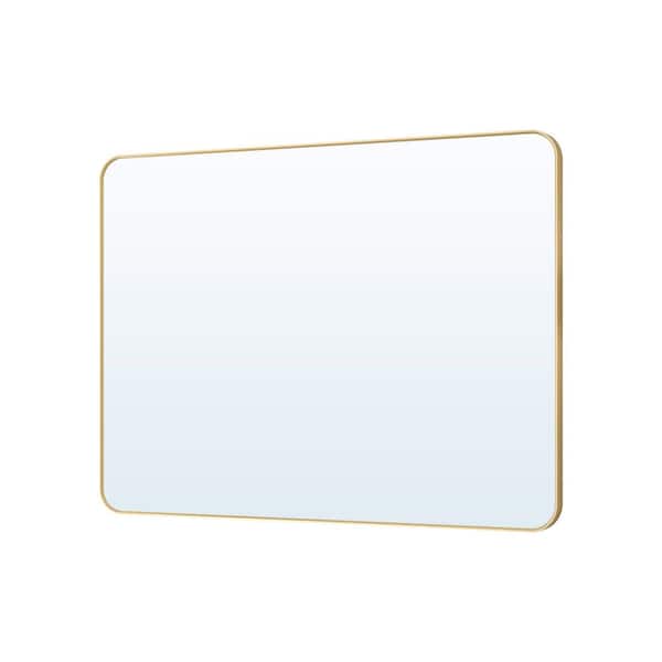 48 in. W. x 36.01 in. H Aluminum Rectangular Framed Wall-Mounted Bathroom Vanity Mirror in Brushed Gold