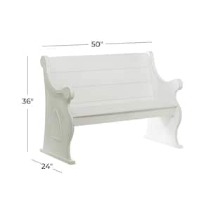 White Storage Bench with Scrolled Armrests 36 in. X 50 in. X 24 in.