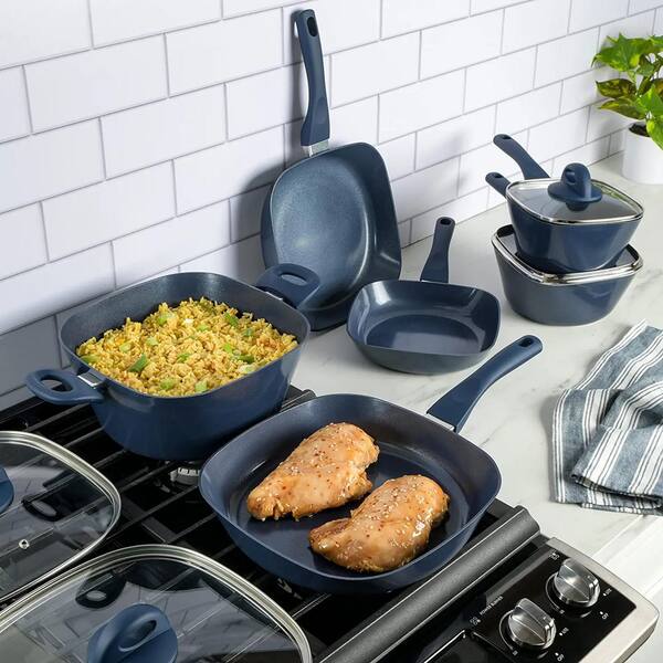 Nutrichef Diamond Home Kitchen Cookware Set (Blue)