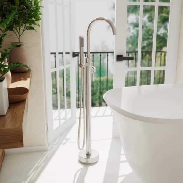 Havana Single-Handle Freestanding Tub Faucet with Handshower in Brushed Nickel