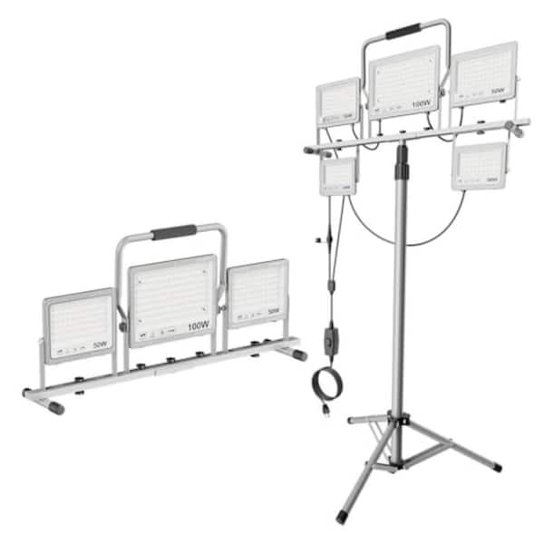 260-Watt 120-Volt 31000 Lumen LED Tripod Work Light with Adjustable 5-Head Stand, Outdoor Job Site Lighting