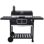 Charcoal Grill with 2 Side Tables in Black