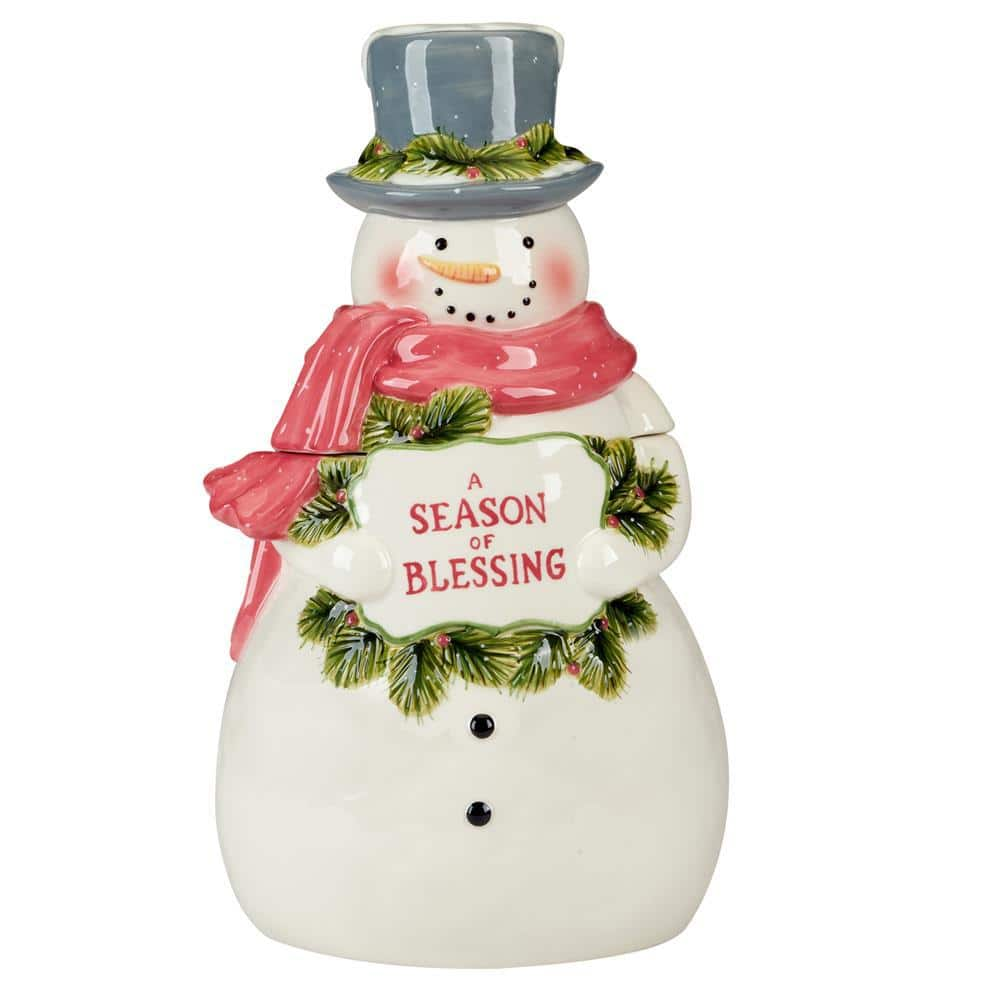 UPC 730384318254 product image for Earthenware Snowman Greetings 3-D Santa Cookie Jar | upcitemdb.com