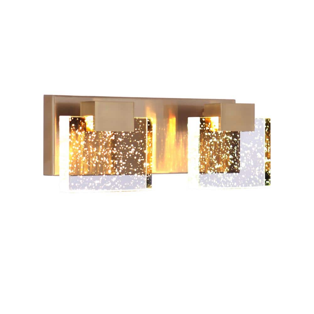 Alamere 13" Satin Brass LED Vanity Light with Clear Glass